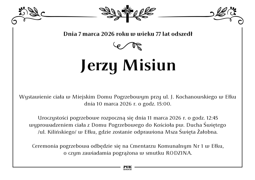 Jerzy Misiun - nekrolog